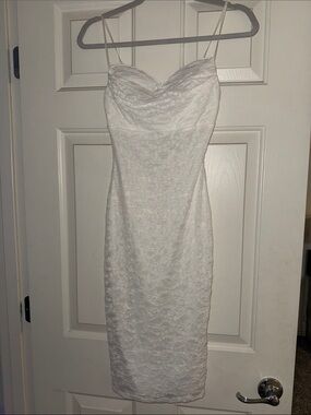January 7 White Lace Midi Slip Dress